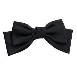 Elegante molletta per capelli con grande fiocco in raso nero e finitura opaca vintage