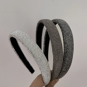 Set di 3 cerchietti larghi imbottiti completamente decorati con strass brillanti