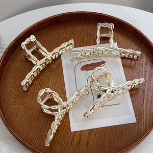 Grande Molletta per Capelli in Lega Elegante Metallo Dorato con Künstliche Perle e Strass Clip a Squalo Intrecciata Accessori Donna