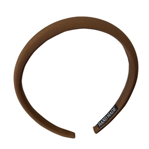 Classic brown padded fabric headband with handmade label and retro French style finish