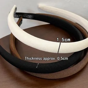 Minimalist French fabric headband set in white black and brown colors with hand made label