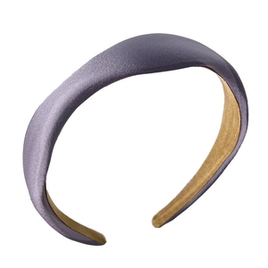 French style solid color padded sponge headband with satin finish and anti-slip lining