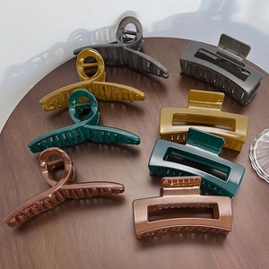 Französische Elegante Große Haarkralle Clips Für Damen Rutschfeste Starke Haarklammern Geometrische Einfarbige Haarschmuck