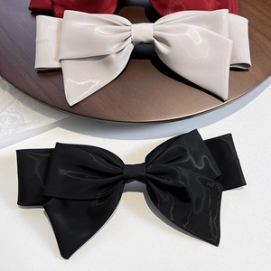 Large Satin Bow Hair Clip French Vintage Oversized Fabric Top Spring Clip Elegant Hair Accessories For Women Girls