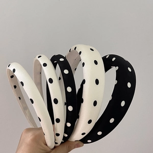 Serre-tête en Éponge à Pois Vintage Style Français Sommet Haut Cerceau à Cheveux en Tissu Rembourré Accessoire Mode Femme