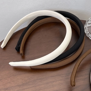 Classic French fabric padded headband set in cream, black and brown for women