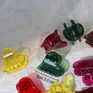 Mini pinces à cheveux cœur en couleurs bonbon transparentes, divers coloris vifs