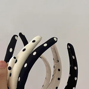 Serre-tête vintage à pois en éponge avec dents antidérapantes et style français
