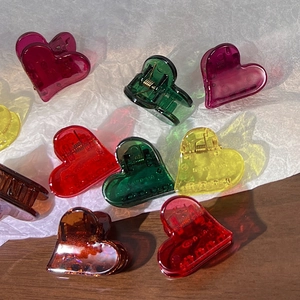 Mini Pinces à Cheveux en Forme de Cœur Couleur Bonbon Petites Pinces à Cheveux en Plastique Gelée Transparente Accessoires de Cheveux pour Femmes Filles