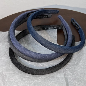 Vintage Denim Texture Fabric Headband For Women Handmade Thin Sponge Hair Band Korean Style Versatile Hair Accessories