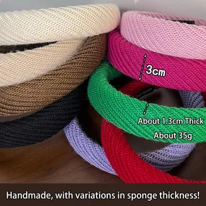 Serre-tête rembourré en tricot rétro de plusieurs couleurs avec étiquette faite main