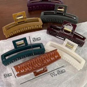 Grandes pinces à cheveux rectangulaires évidées minimalistes couleurs mates 11,5 cm