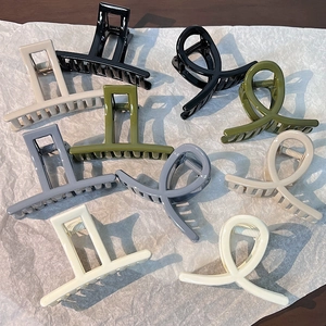 Morandi colors hair claw clips set including rectangular and crisscross matte resin styles