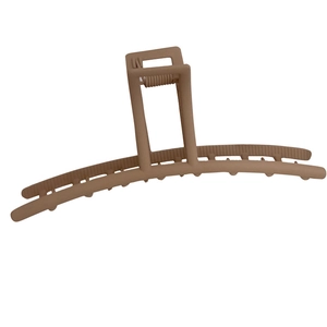 Matte brown minimalist shark hair claw clip with spring hinge for women's hairstyles