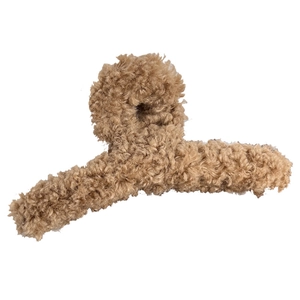 Pince à cheveux française en peluche marron pour cheveux épais couleur café