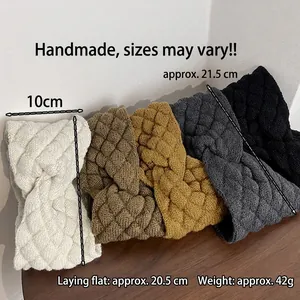Knitted wide twist headband set in five earthy colors with pineapple stitch pattern