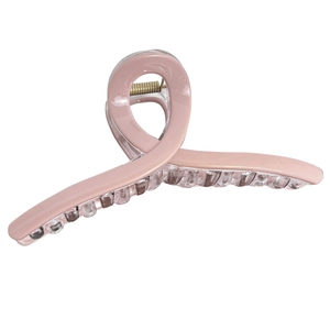 Elegant 13cm large pink shark hair claw clip for thick hair with glossy resin finish