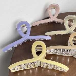 Set of large 13cm shark hair clips in Morandi colors with transparent teeth and metal springs