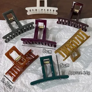Minimalist jelly color claw clips set for hair bun with 8cm rectangular design