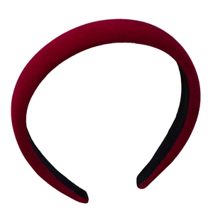French vintage red velvet headband with sponge padding for high crown hairstyling look