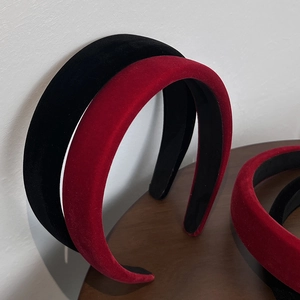 Classic French velvet headband set in black and burgundy with thick padded sponge design