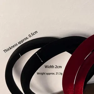 French vintage thick velvet headband in black and red for high skull top hairstyle styling