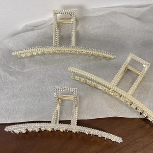 Grande Pince à Cheveux Élégante en Alliage Avec Künstliche Perles Strass Or Argent Pince Requin pour Femmes Accessoires Cheveux