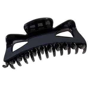Elegant large black glossy butterfly hair claw clip for French style updo hairstyles