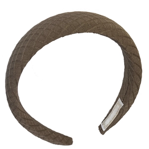 French retro dark brown sponge padded headband with elegant diamond lattice texture pattern