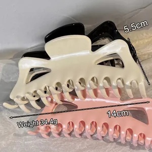 French style oversized bow hair claw clips in cream, pink and black colors 14cm