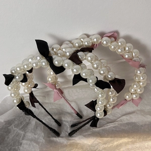 French Retro Simulated Artificial Pearl Bow Headband Elegant Hair Hoop Wedding Party Accessories For Women Elegant Style Hair Band