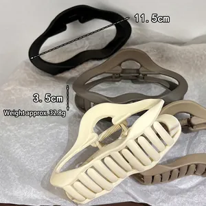 Große matte Haarklammern in Schwarz, Kaffee und Beige, Set aus Kunstharz 11,5 cm lang