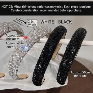 Sparkling rhinestone sponge headband for women with high crown vintage fashion style