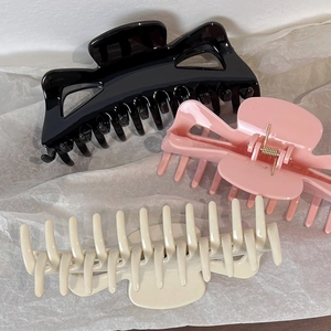 Elegant large butterfly hair claw clips in black, pink and cream white colors