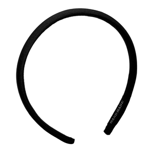 Classic black French thin headband with fine texture and white Hand Made inner printing