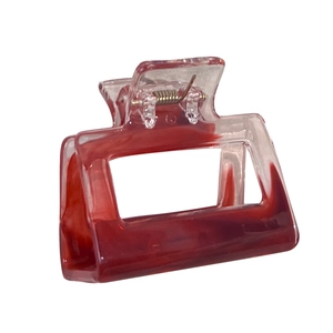 Elegant square hollow hair claw clip with dark red marble pattern for women hairstyle