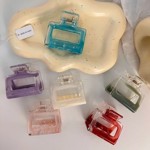 Korean Style Rectangular Hollow Hair Claw Clip Marble Texture Acrylic Resin Nonslip Geometric Hair Accessories For Women