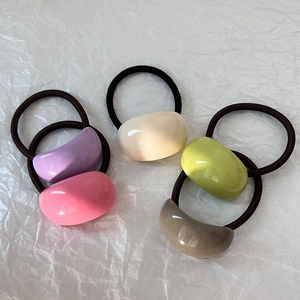 Set di 5 elastici per capelli ovali color macaron viola rosa verde beige e talpa