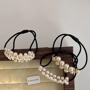 Élastique à Cheveux Élégant Fleur en Künstliche Perles Bande de Caoutchouc Haute Élasticité Chaîne Dorée pour Femmes Accessoires Cheveux