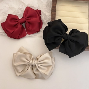 Oversized Satin Bow Hair Clip Large Multi Layer French Spring Clip Elegant Ribbon Hairpin Hair Accessory For Women Girls
