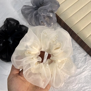 Elegante Organza Kunstparel Scrunchies Franse Stijl Mesh Haarelastiekjes Ethereal Haaraccessoires Voor Vrouwen Dagelijks Feest