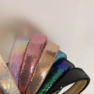 Sparkly sequin padded headband set in various colors for high cranial top hairstyle