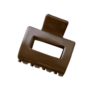 Eleganter kaffeebrauner hohler quadratischer Haarklammer-Clip für Damen in Glanzoptik