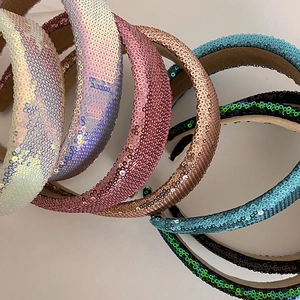 Sparkly sequin padded headband collection with multiple colors for elegant hair styling