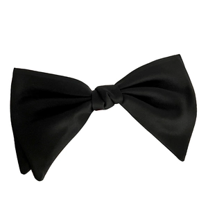 Elegant black double-layer satin bow hair clip with a classic French spring barrette design