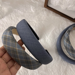 Lot de serre-têtes rembourrés bleu denim et à carreaux pour un effet volumineux