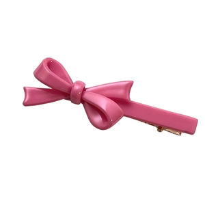 Pince à cheveux nœud rose doux avec clip bec de canard en métal doré pour femmes