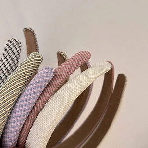 French vintage plaid sponge headband set with assorted fabric patterns and soft inner lining