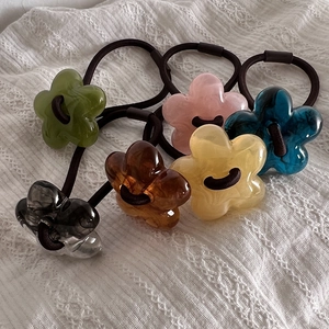 Koreanischer Stil Süß Acryl Blume Haargummi Mit Tinte Marmor Textur Hohe Elastizität Haarschmuck Für Damen