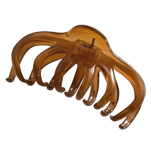 Elegant large jelly-colored amber hair claw clip for thick hair with translucent finish